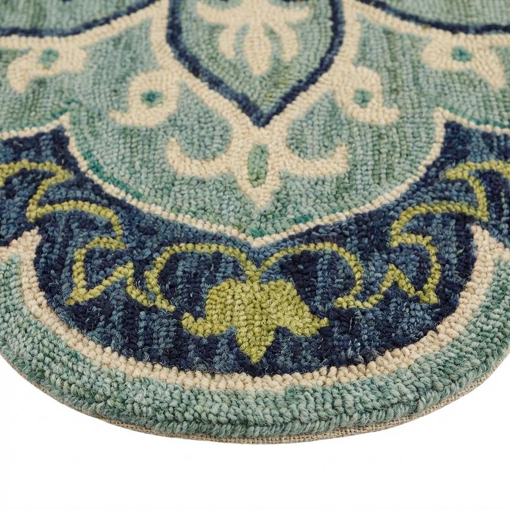 Blue Indoor Area Rug In Classic Round Style For Living Room And Bedroom