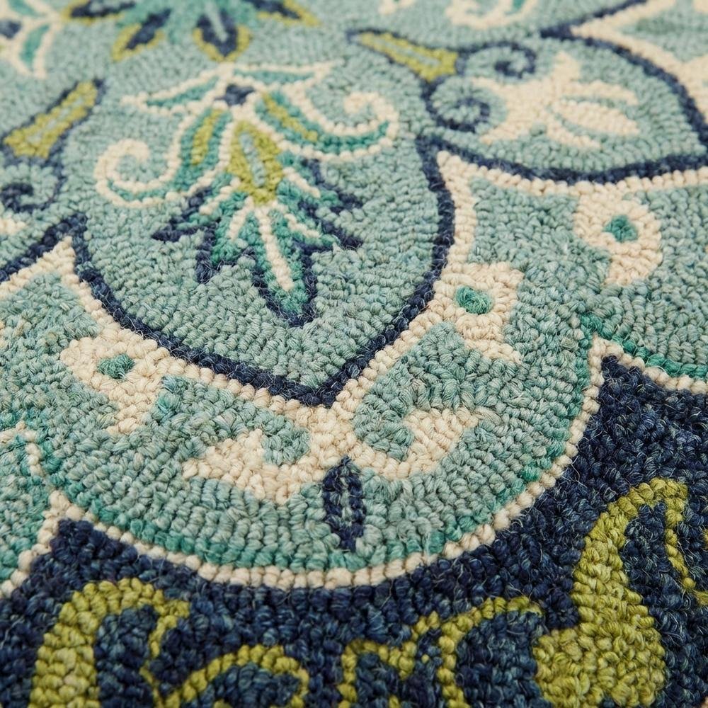 Blue Indoor Area Rug In Classic Round Style For Living Room And Bedroom
