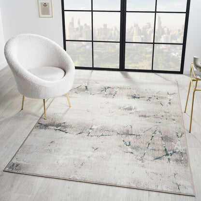 Antalya Durable Performance Area Rug Indoor in Beige/Blue, 7'5" x 9'5"