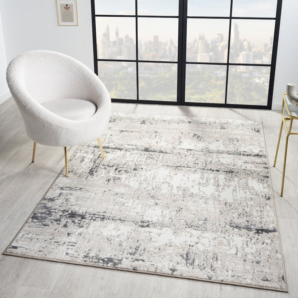 Antalya Durable Performance Area Rug Indoor in Beige/Gray, 7'5" x 9'5"