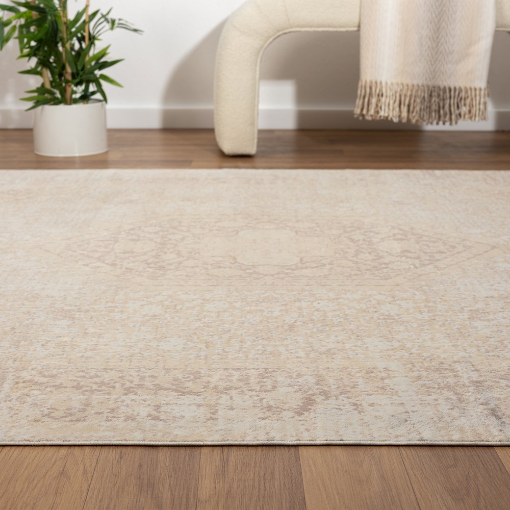 Aria Durable Performance Area Rug Indoor in Beige, 5'3" x 7'
