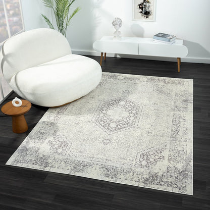 Aria Durable Performance Area Rug Indoor in Gray, 5'3" x 7'