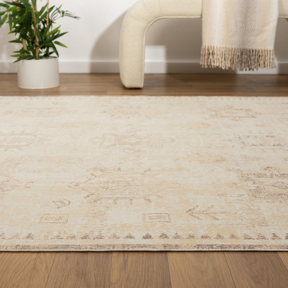 Aria Durable Performance Area Rug Indoor in Beige, 5'3" x 7'