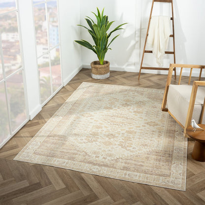 Aria Durable Performance Area Rug Indoor in Beige, 7'10" x 9'10"