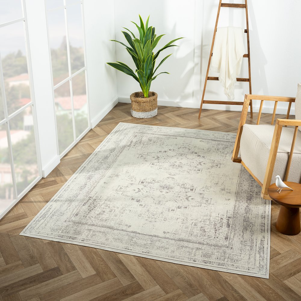 Aria Durable Performance Area Rug Indoor in Gray, 5'3" x 7'