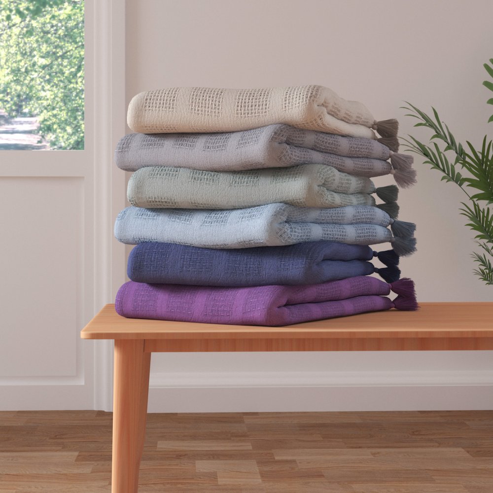 Green Solid All-Natural Cotton Throw Blanket