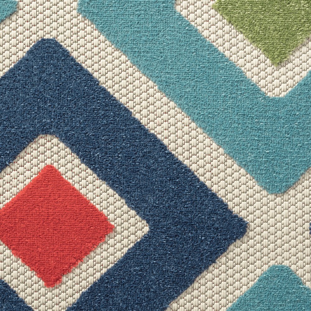 Durable Performance Area Rug Outdoor in Navy Blue/Multicolor, 3'6" x 5'6"