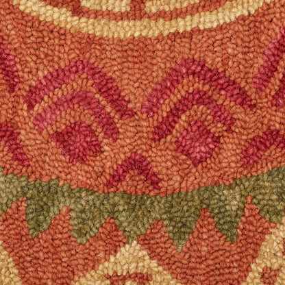 Dazzle Wool Area Rug Indoor in Orange/Red, 6' Round