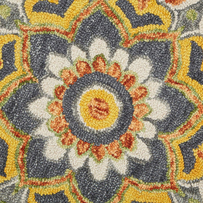 Dazzle Wool Area Rug Indoor in Gray/Yellow, 6' Round