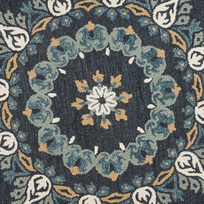 Dazzle Wool Area Rug Indoor in Black/Multicolored, 6' Round