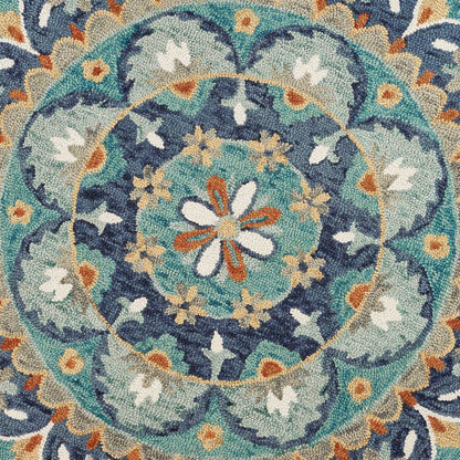 Dazzle Wool Area Rug Indoor in Blue/Multicolored, 6' Round