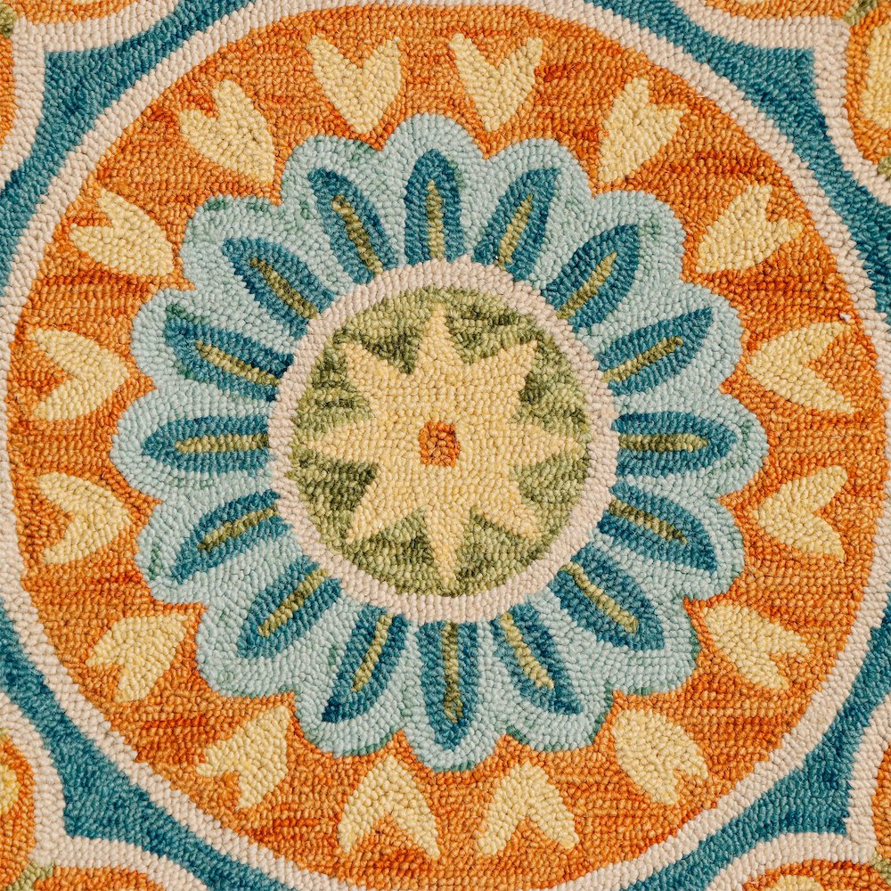 Dazzle Wool Area Rug Indoor in Orange/Blue, 6' Round