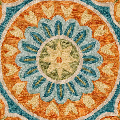 Dazzle Wool Area Rug Indoor in Orange/Blue, 6' Round