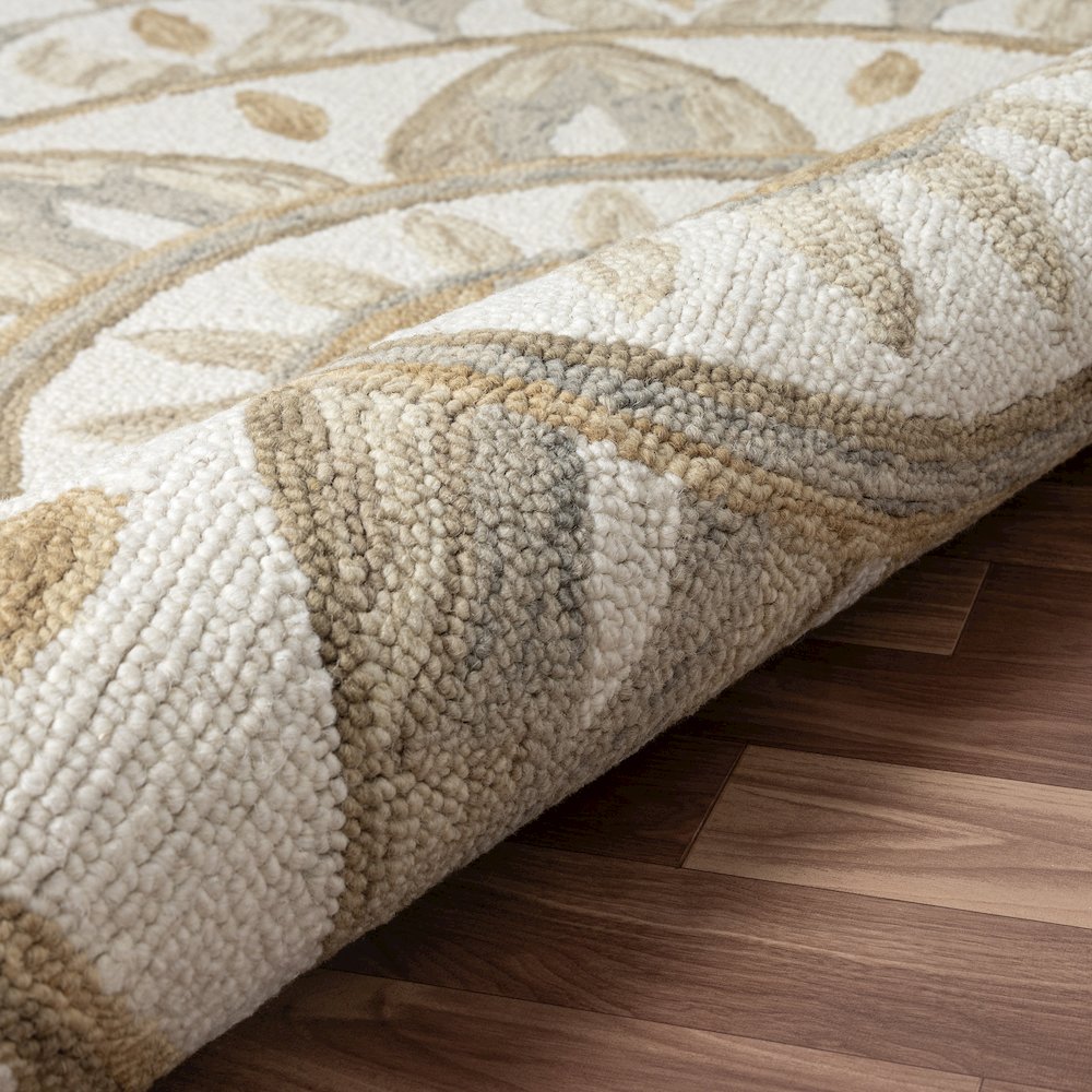 Dazzle Wool Area Rug Indoor in Ivory/Brown, 6' Round