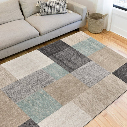 Dune Durable Performance Area Rug Indoor in Beige/Blue, 7'9" x 9'5"