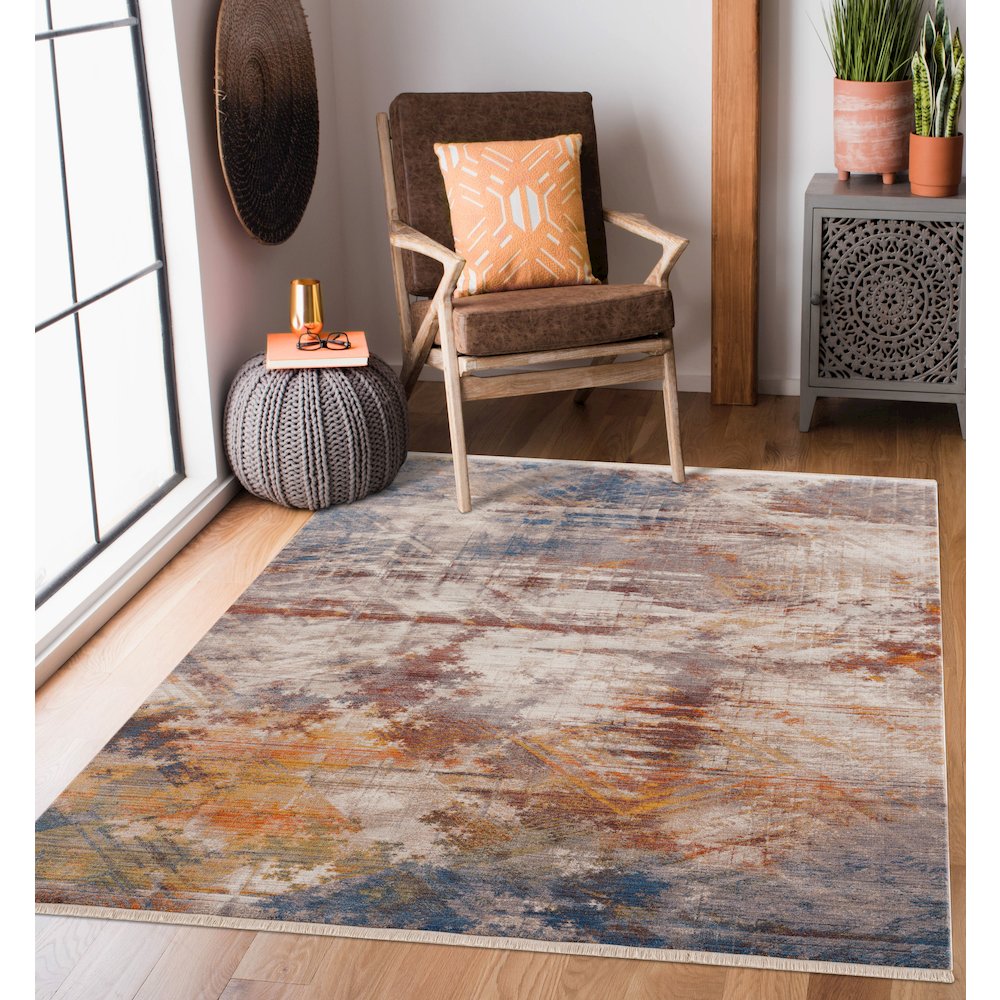 Holi Durable Performance Area Rug Indoor in Gray/Blue, 7'9" x 10'