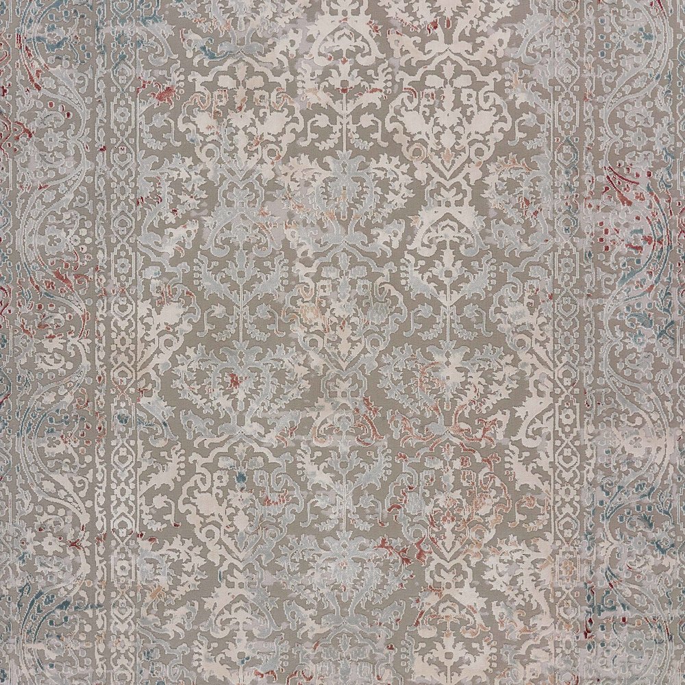 Imagine Durable Performance Area Rug Indoor in Gray/Red, 5'3" x 7'6"