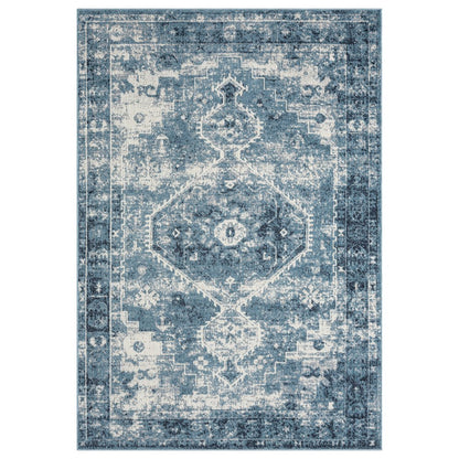Lanham Durable Performance Area Rug Indoor in Blue/Ivory, 7'9" x 9'9"
