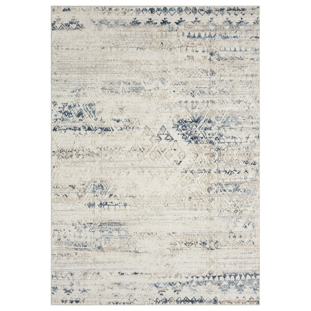Lanham Durable Performance Area Rug Indoor in Ivory/Blue, 7'9" x 9'9"