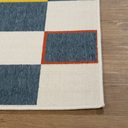 Mapa Durable Performance Area Rug Outdoor in Blue/White, 8' x 9'9"
