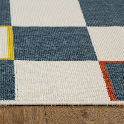 Mapa Durable Performance Area Rug Outdoor in Blue/White, 8' x 9'9"