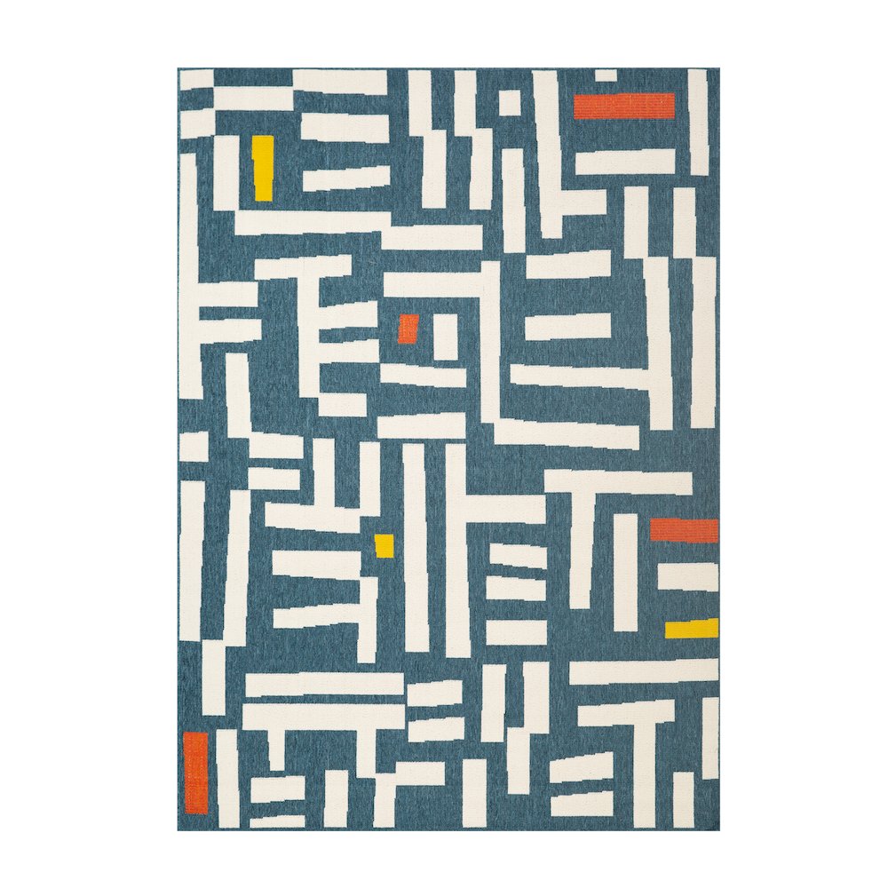 Mapa Durable Performance Area Rug Outdoor in Blue/White, 8' x 9'9"