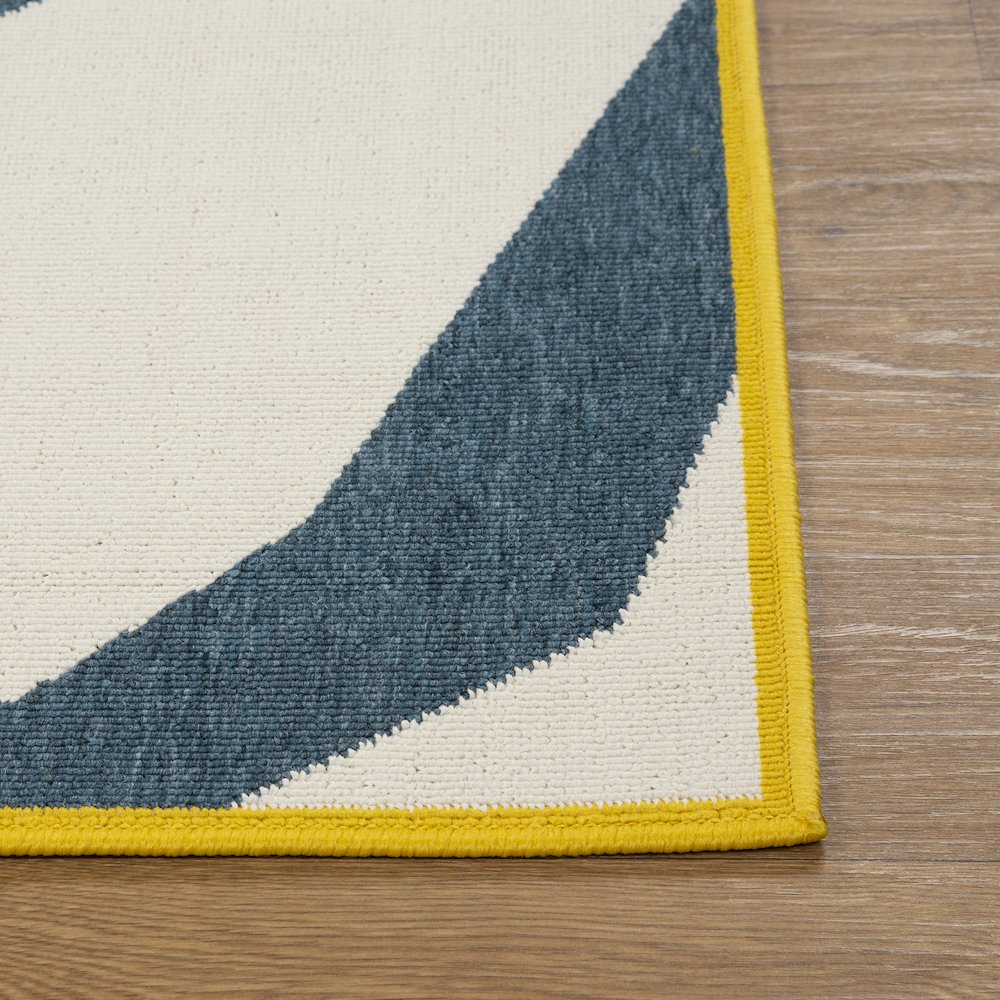 Mapa Durable Performance Area Rug Outdoor in White/Blue, 8' x 9'9"