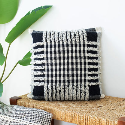 Black Plaid Throw Pillow