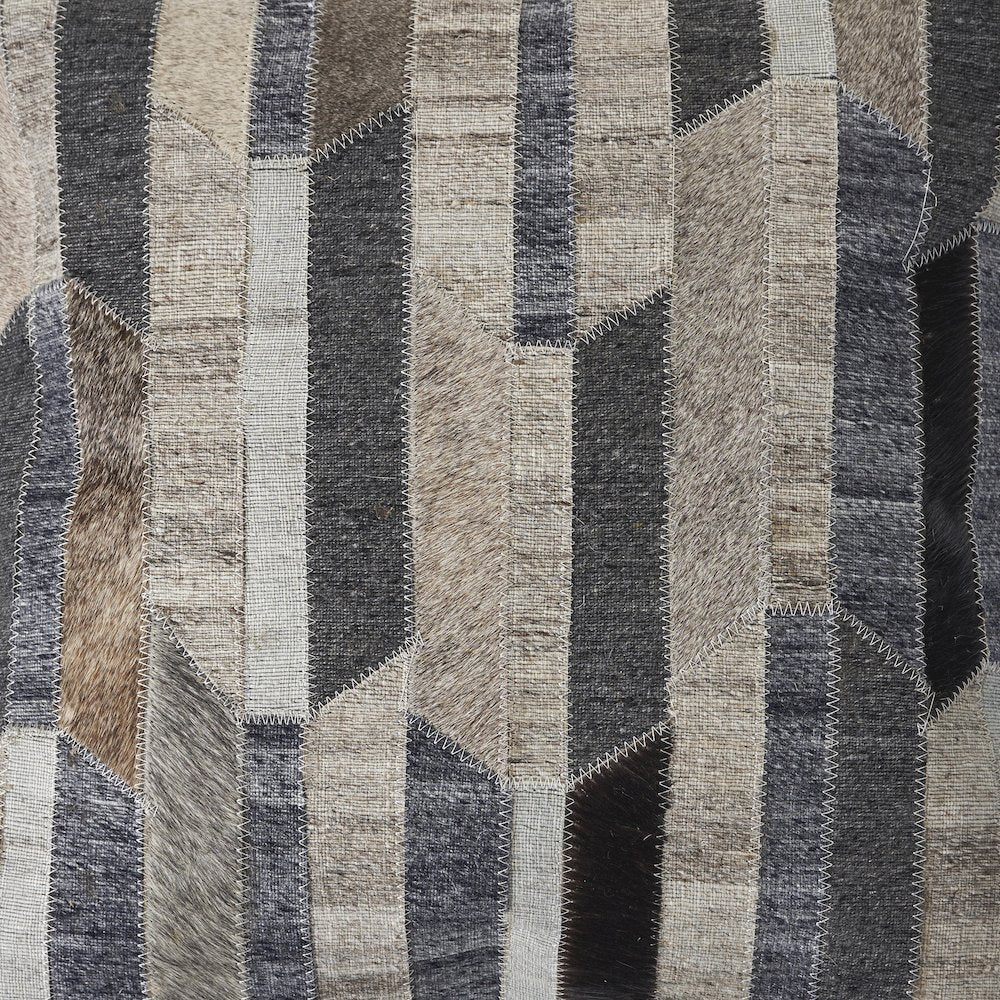 Multicolored Striped Faux Leather Hide Throw Pillow