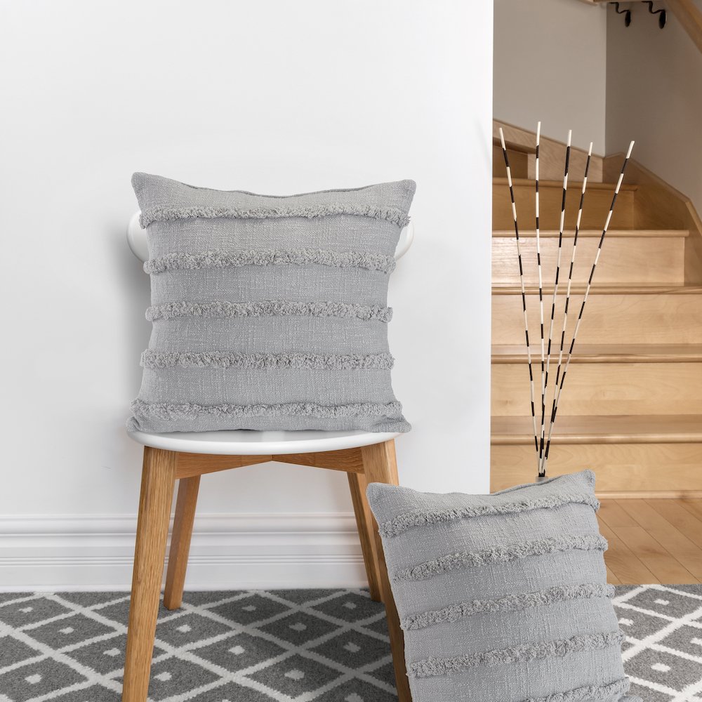 Ox Bay Gray Solid All-Natural Cotton  Square 4 Piece Pillow Cover Set
