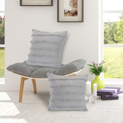 Gray Overtufted Solid Throw Pillow