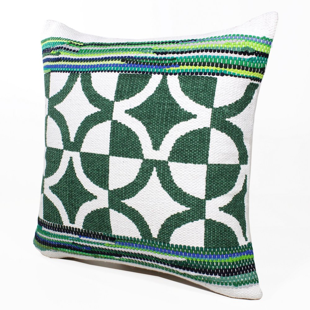 Mindy Cotton Blend Pillow Set of 2 in Green, 20" x 20"