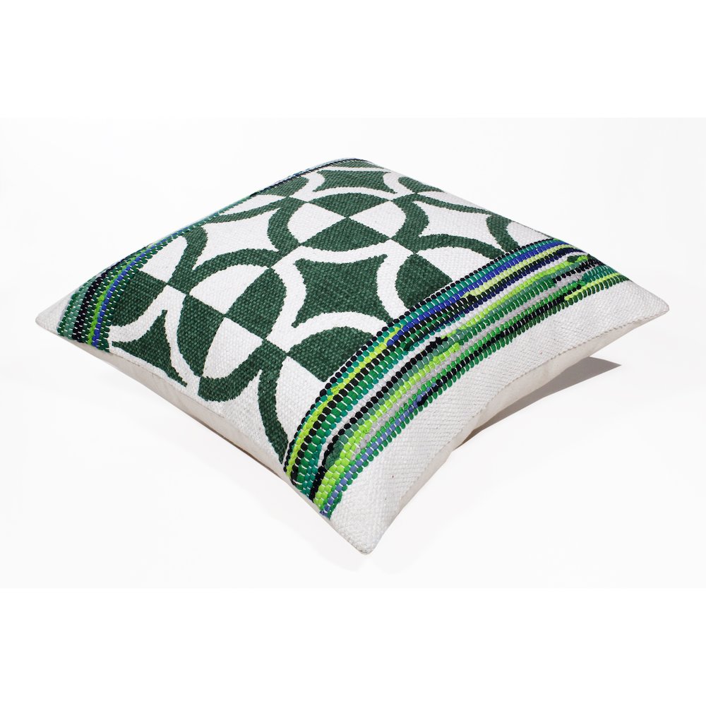 Mindy Cotton Blend Pillow Set of 2 in Green, 20" x 20"