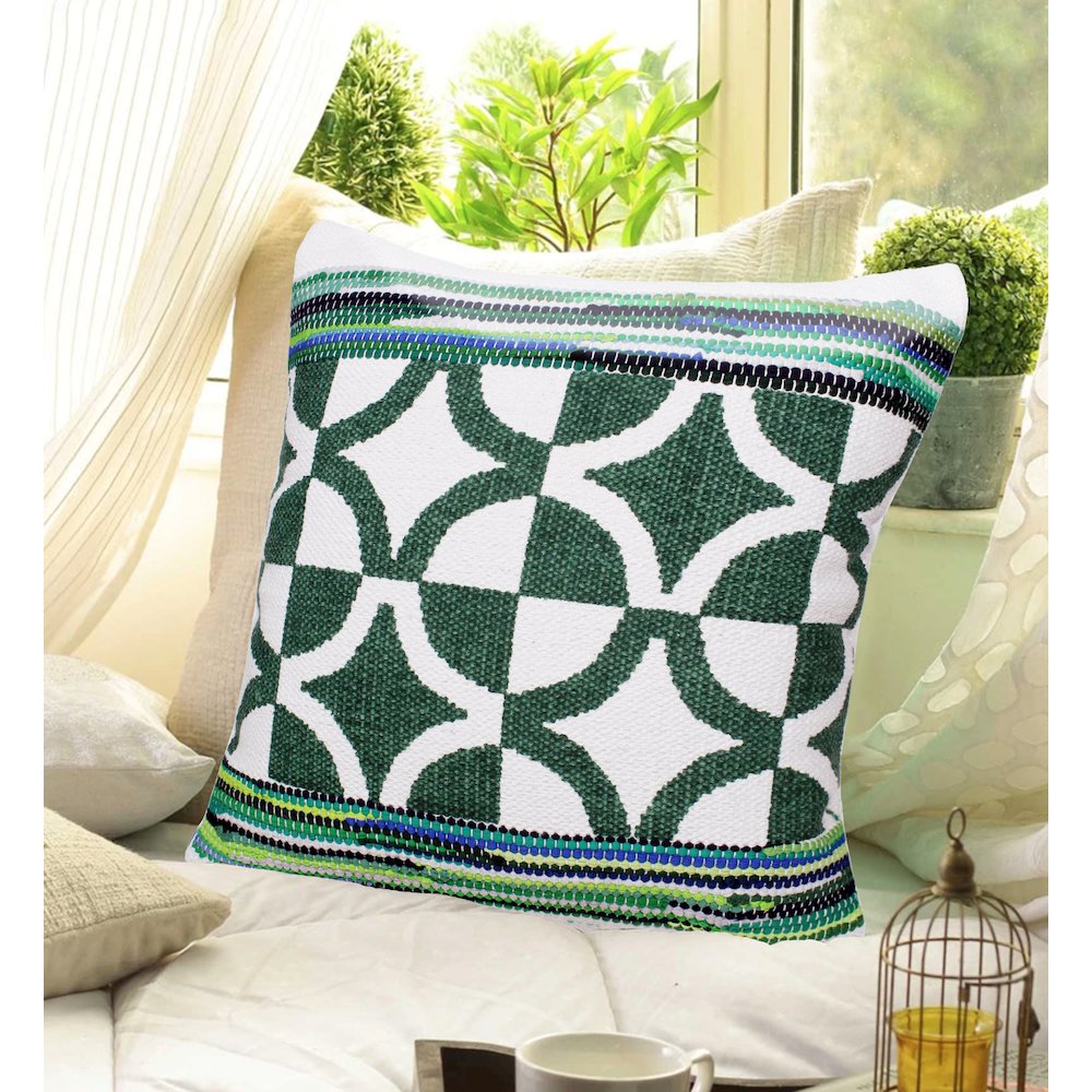 Mindy Cotton Blend Pillow Set of 2 in Green, 20" x 20"