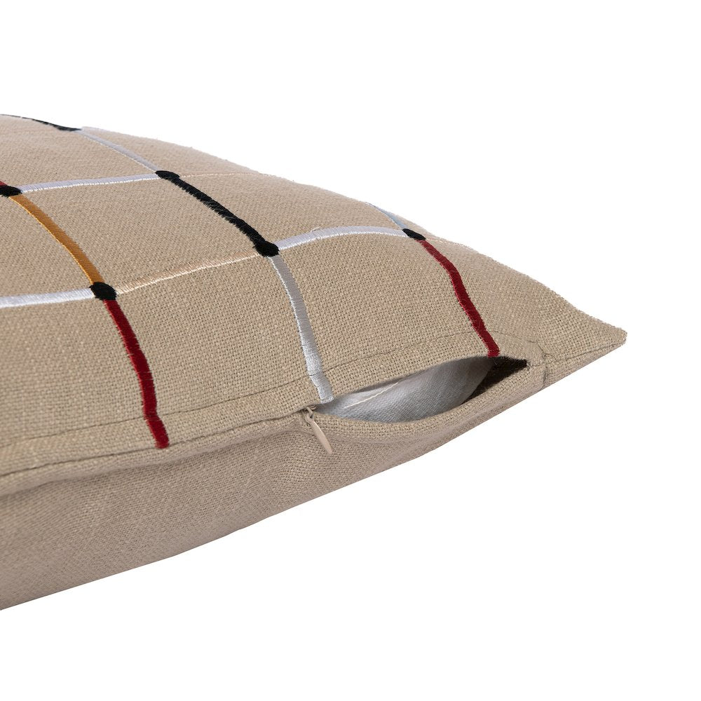 Stacy Garcia  Cotton Blend Poly Filled Pillow in Beige/Multicolored, 20" x 20"