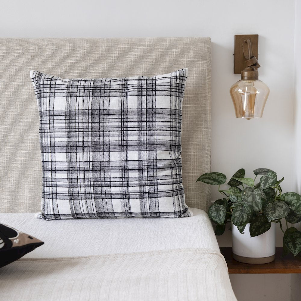 Stacy Garcia  Cotton Blend Poly Filled Pillow in White/Black, 20" x 20"