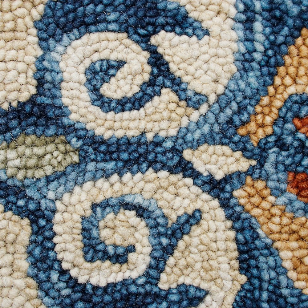 RugsA Beige/Blue Medallion Wool Round Rug
