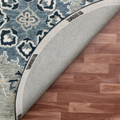 RugsA Gray/Blue Medallion Wool Round Rug