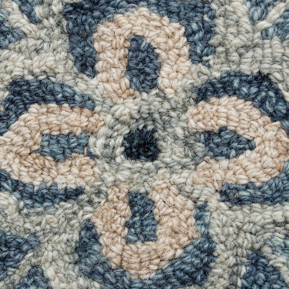 RugsA Gray/Blue Medallion Wool Round Rug