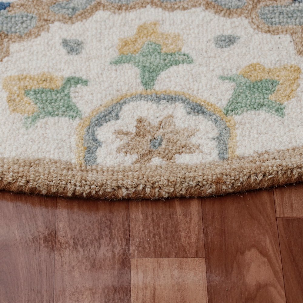 RugsA Gray/Brown Suzani Wool Round Rug