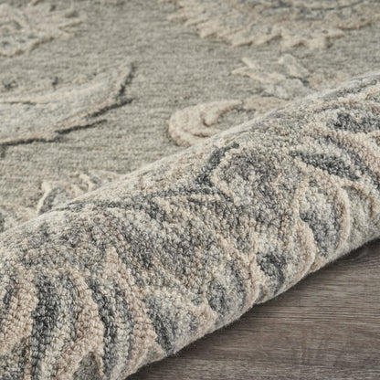 Light Gray Traditional Botanical Area Rug 7'0"x9'0"