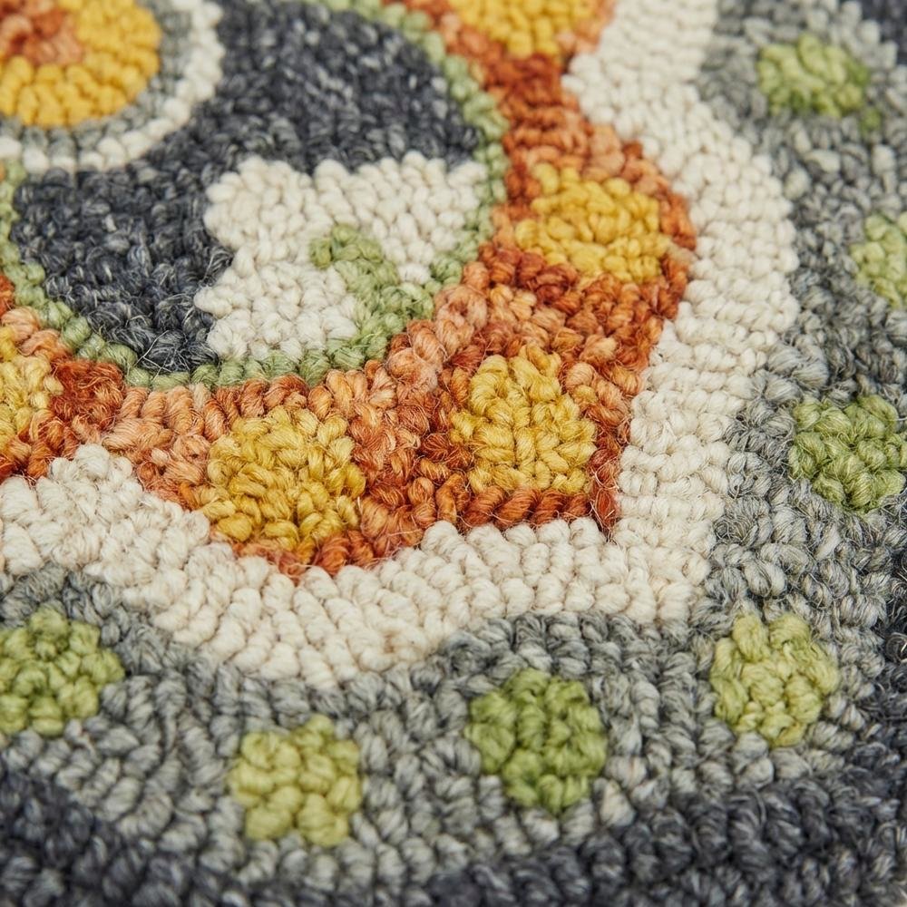 Gray Indoor Round Area Rug With Classic Style And Vibrant Yellow Accents