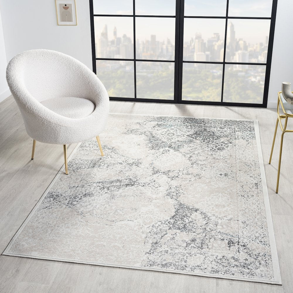 Antalya Durable Performance Area Rug Indoor in Beige/Blue, 9' x 12'