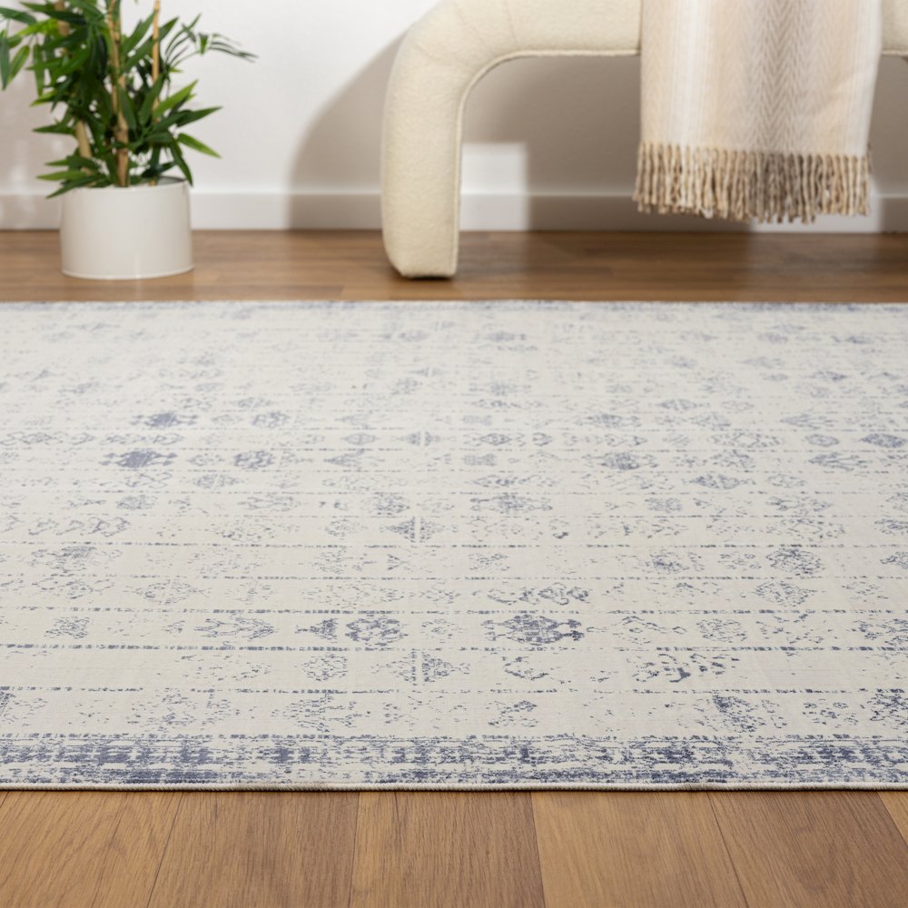 Aria Durable Performance Area Rug Indoor in Gray/Blue, 7'10" x 9'10"