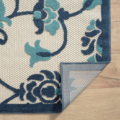 Copa Cabana Durable Performance Area Rug Outdoor in Blue/Beige, 7'10" x 9'10"