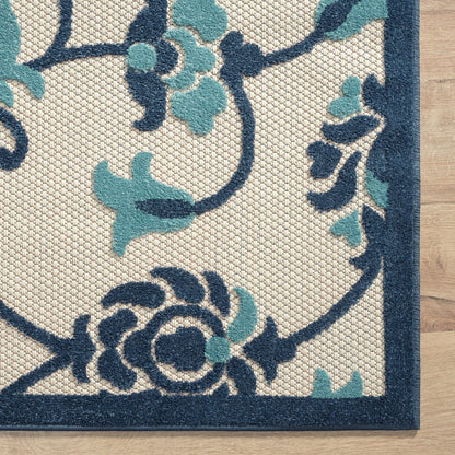 Copa Cabana Durable Performance Area Rug Outdoor in Blue/Beige, 7'10" x 9'10"
