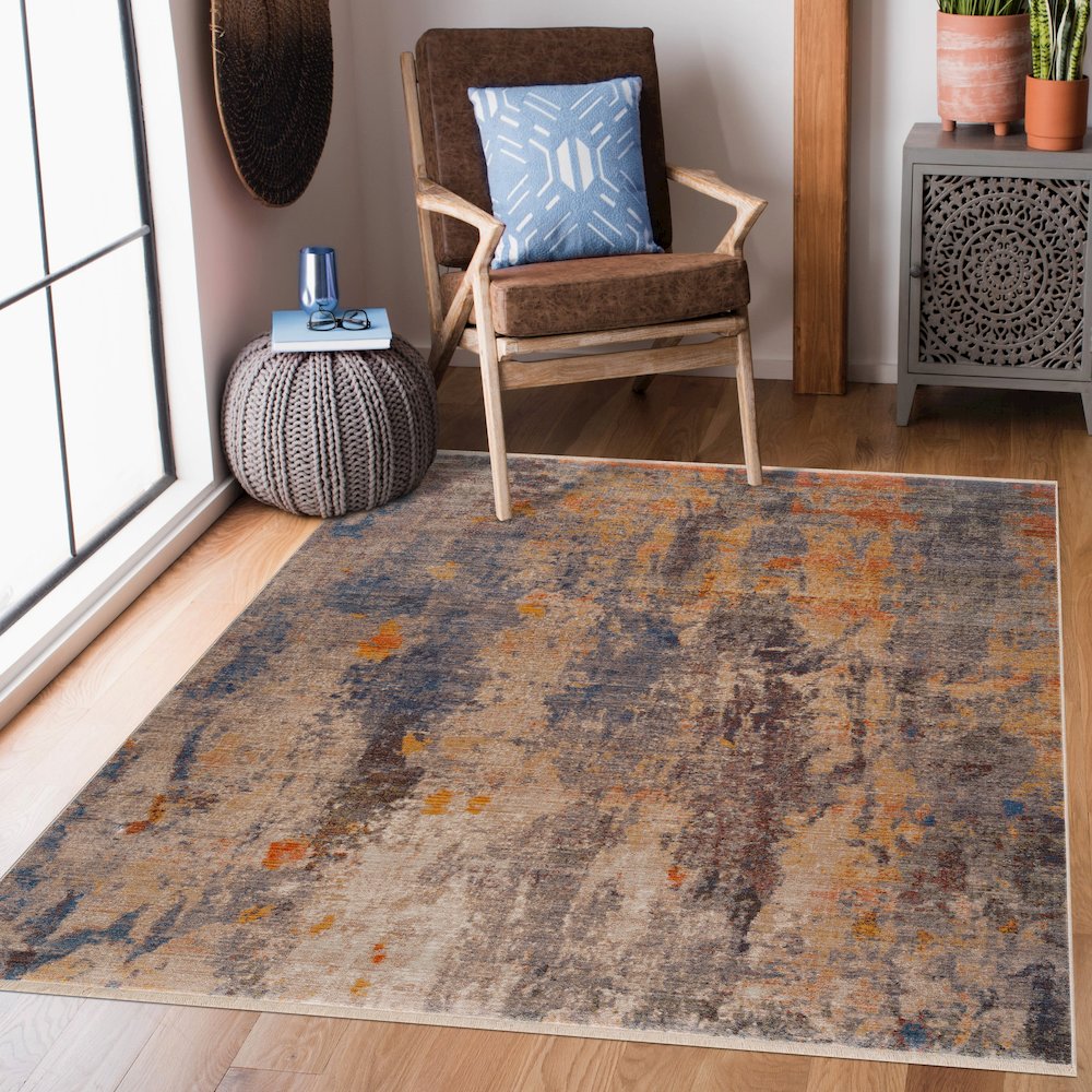 Holi Durable Performance Area Rug Indoor in Beige/Blue, 9' x 12'