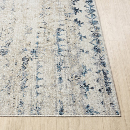 Lanham Durable Performance Area Rug Indoor in Ivory/Blue, 7'9" x 9'9"