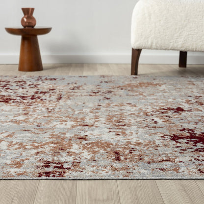 Lanham Durable Performance Area Rug Indoor in Red/Gray, 7'9" x 9'9"
