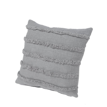 Gray Overtufted Solid Throw Pillow